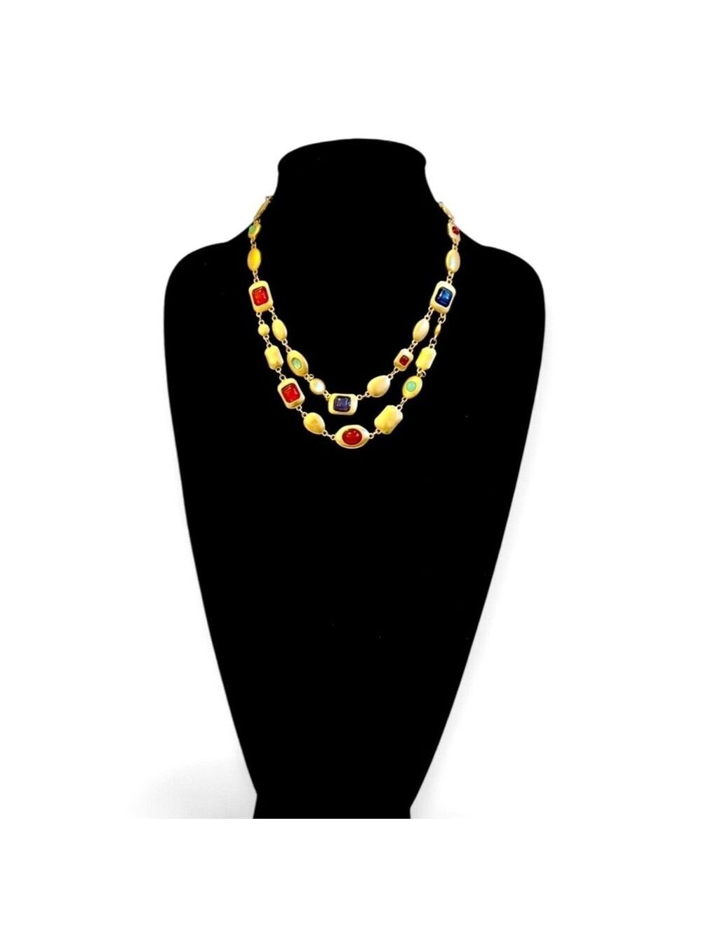 Luxury Gold Multi-Stone Double Strand Necklace | NEW